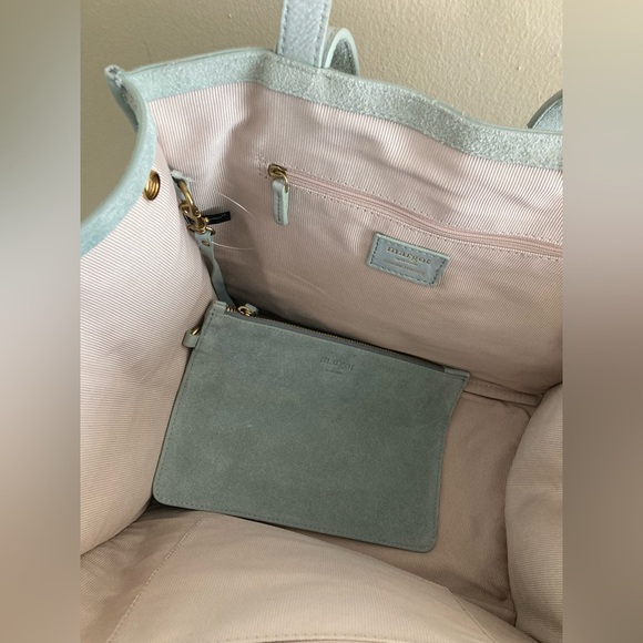 NWT Margot New York Jamee Double Handle blue suede leather tote bag purse - Picture 10 of 12